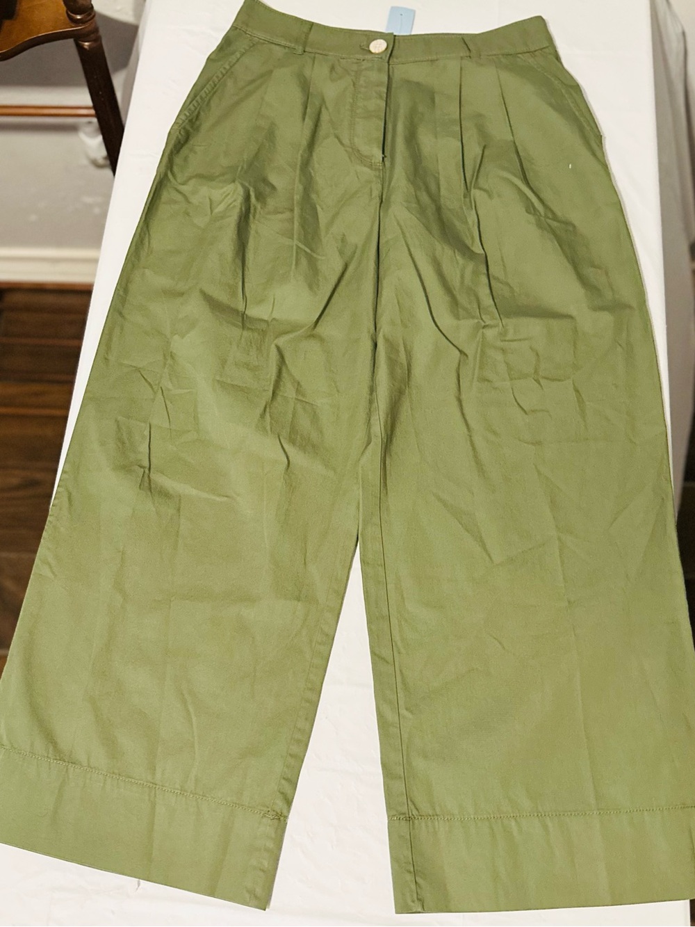LOFT Olive Green Wide-Leg Chinos